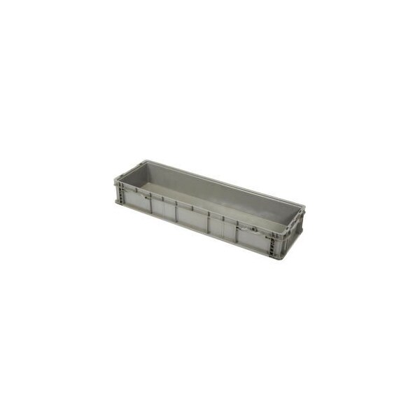 Stackable Storage Container, 48 in L x 15 in W x 7-1/2 in H, Gray, Plastic